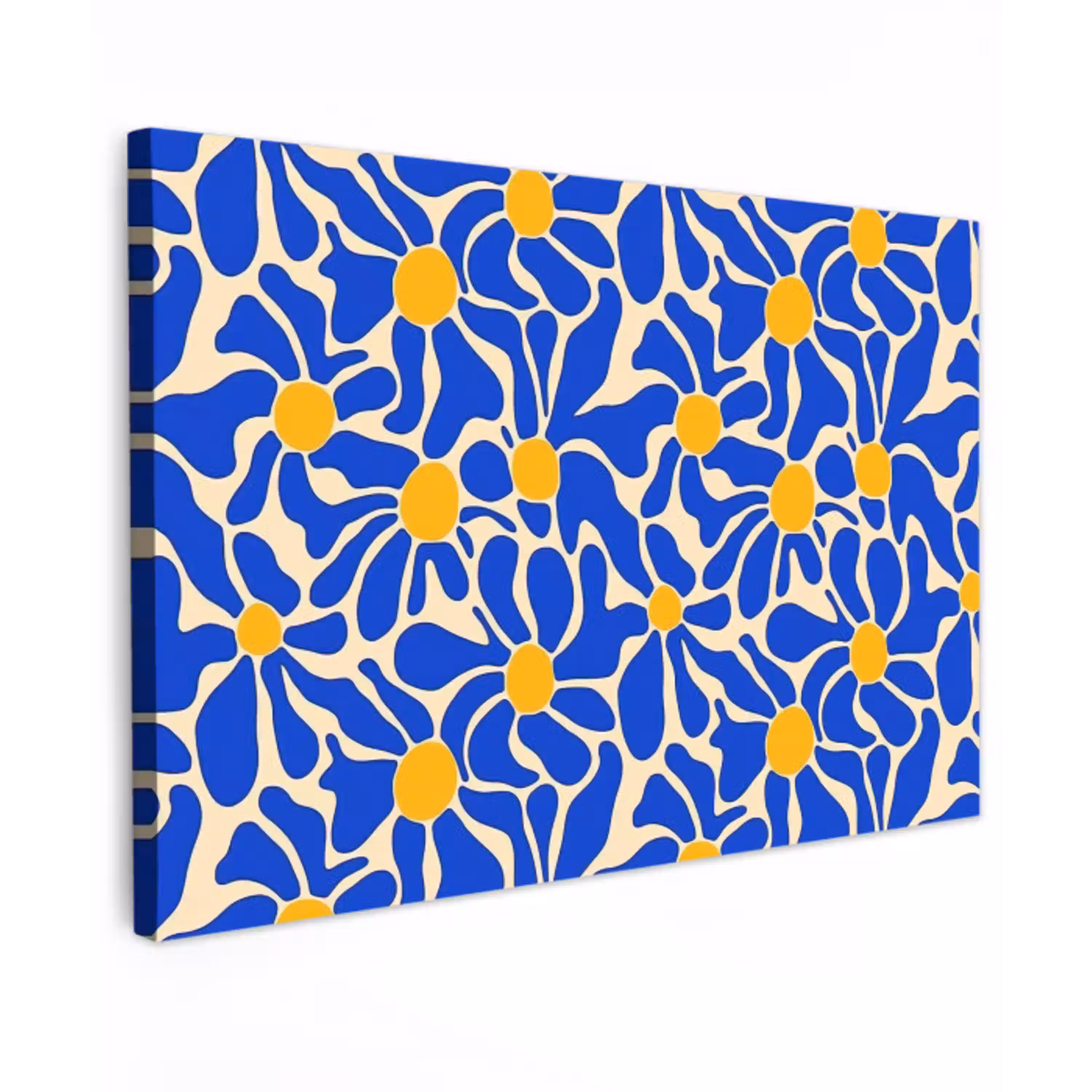 Abstract - Bloem - Blauw Tuinposter op houten frame 2 cm dik klein 845 -3d