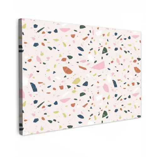 Terrazzo - Patroon - Kleurrijk Tuinposter op houten frame 2 cm dik klein 845 -3d