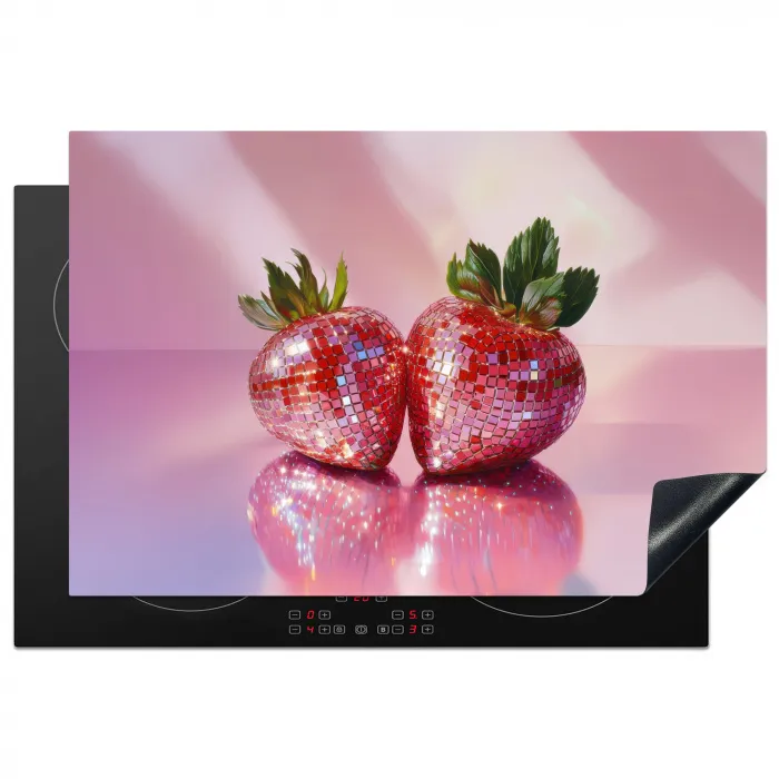 Disco - Fruit - Glitter - Strawberry Inductie beschermer vinyl 3mm klein -3d
