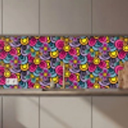 Patroon - Hippie - Bloemen - Paars keuken achterwand 2 middel 871 zz_3dshopping