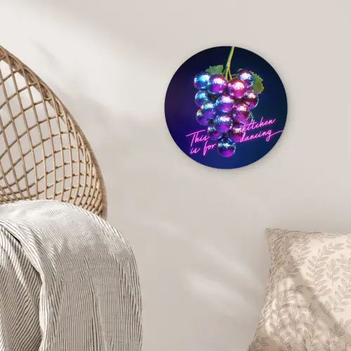 Quote - Neon - Disco - Druiven Wandcirkel plexiglas klein -sfeer5