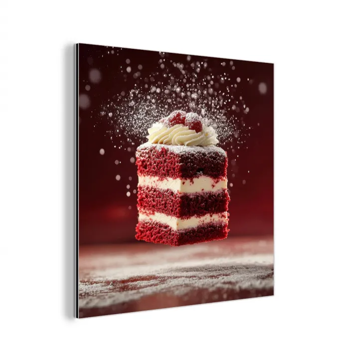 Rode - Velvet - Taart - Eten aluminium wit klein -3d