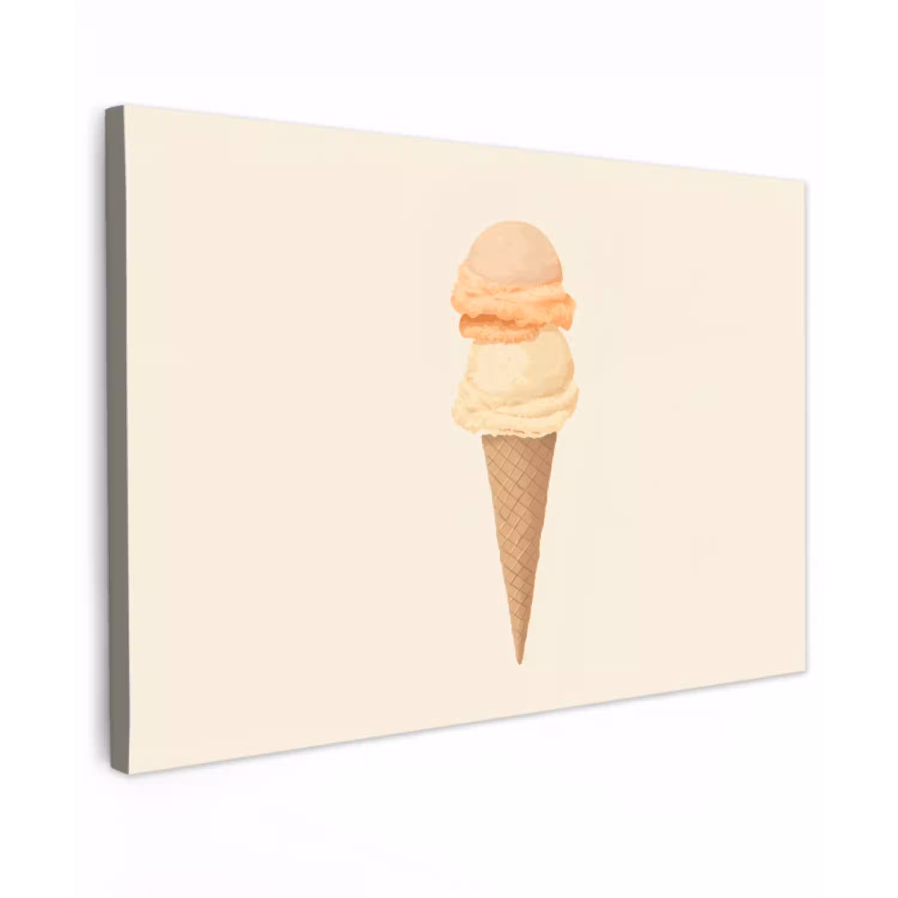 Minimalistisch - Schepijs - Hoorntje - Beige canvas 2cm klein -z3d