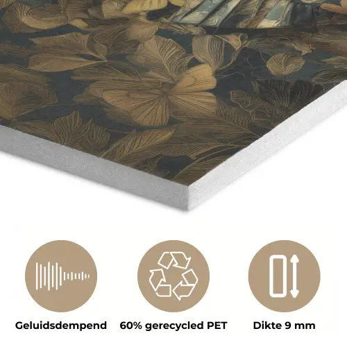 Vrouw - Bladeren - Goud - Vlinders PET vilt klein -closeup_NL