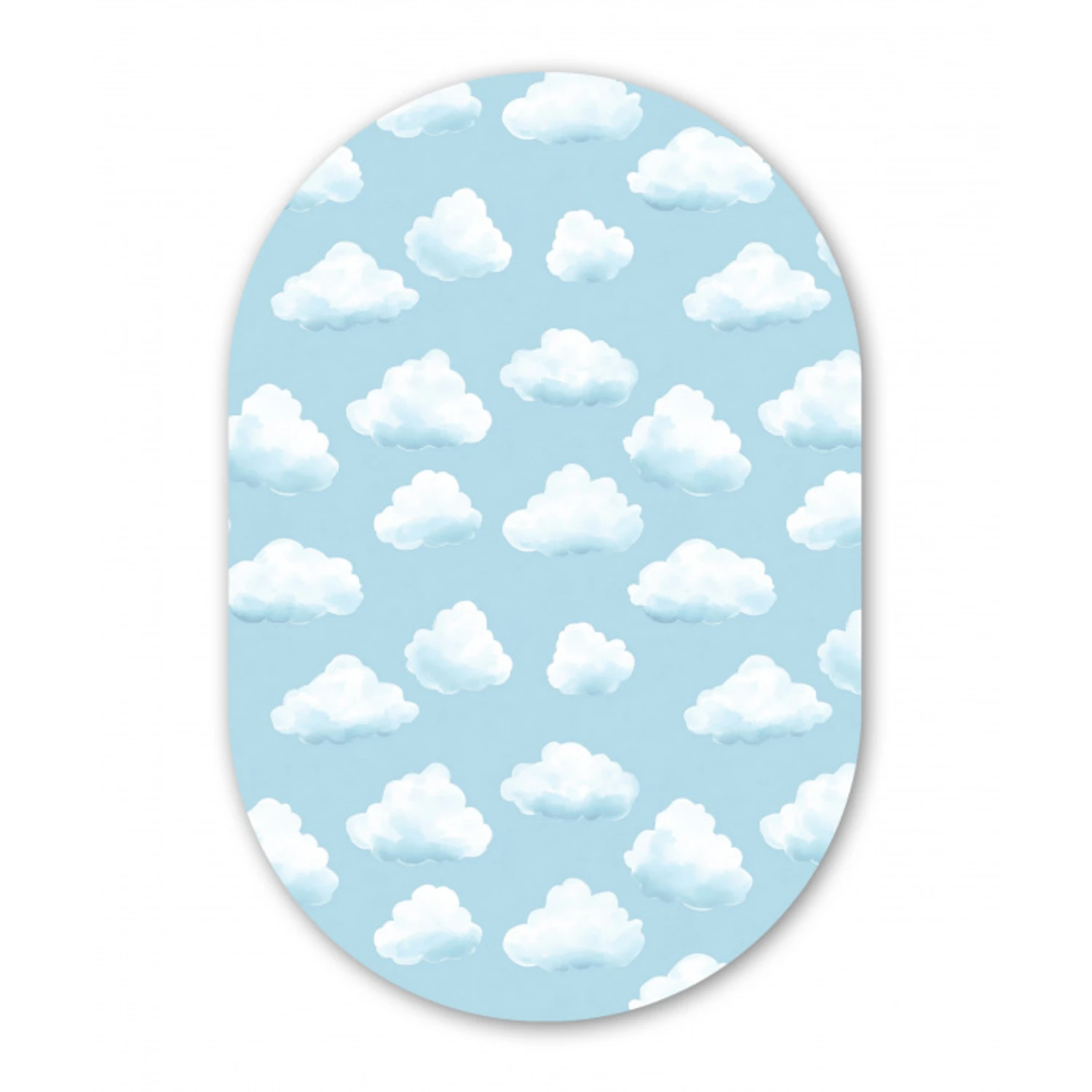Wolken - Illustratie - Blauw Wandcirkel Ovaal Aluminium middel 839 -3d