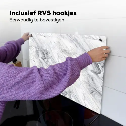 Wervelende - Grijsstructuur - Marmer - Wit Inductie beschemer met haakjes klein 777 -ky-ophangen-nl