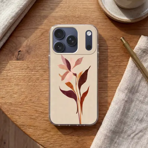 Bloemen - Blaadjes - Minimalistisch - Roze Telefoonhoesje iPhone 17 Pro klein -sfeer1