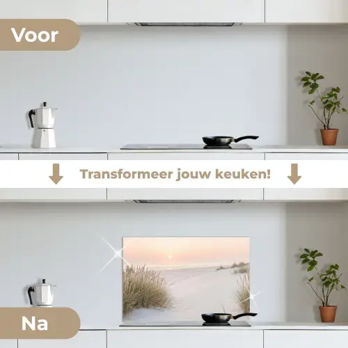 Horizon - Duinlandschap - Zand keuken achterwand spatscherm klein -voor_na_NL
