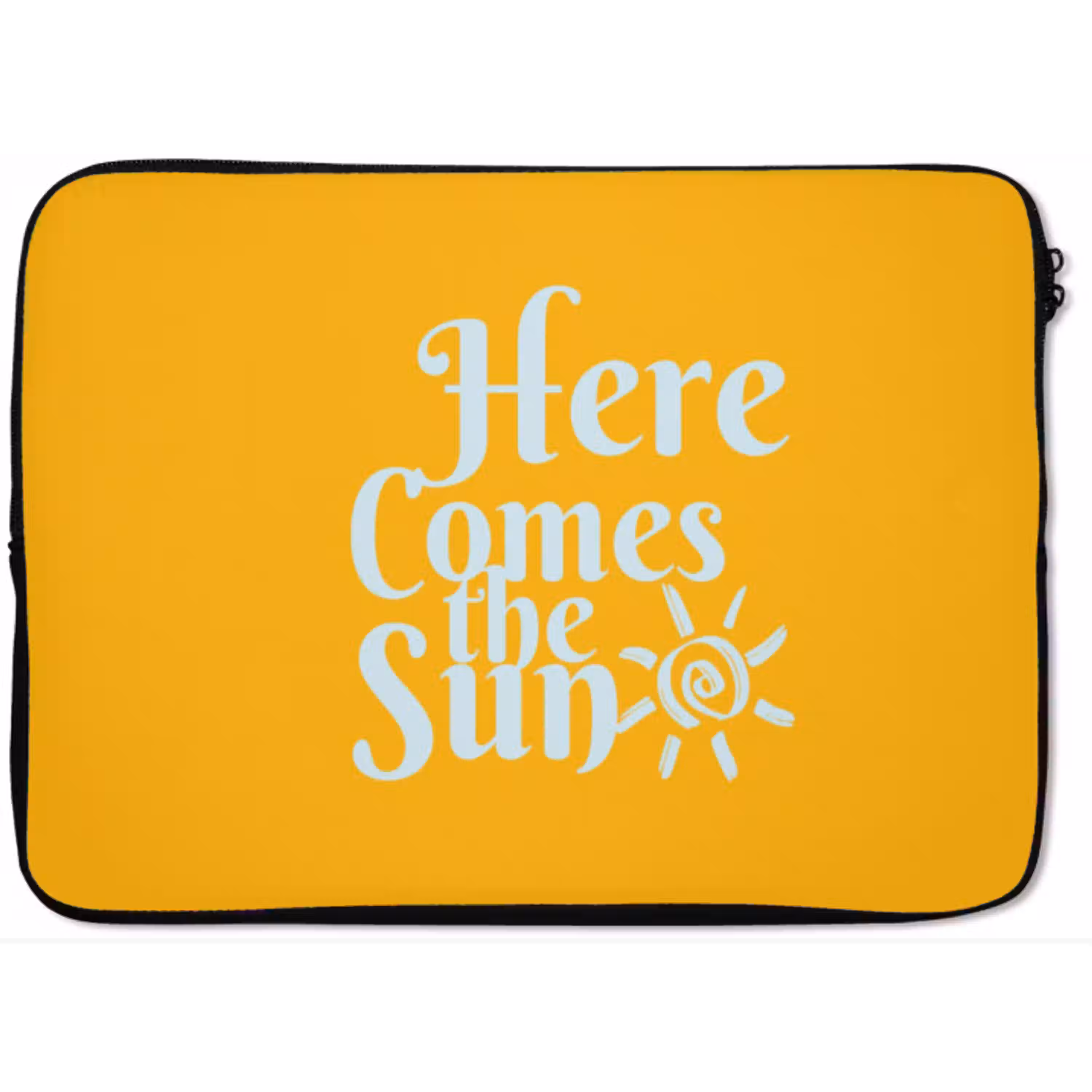 Geel - Blauw - Here comes the sun laptophoes neopreen klein -zkaufland3dotto