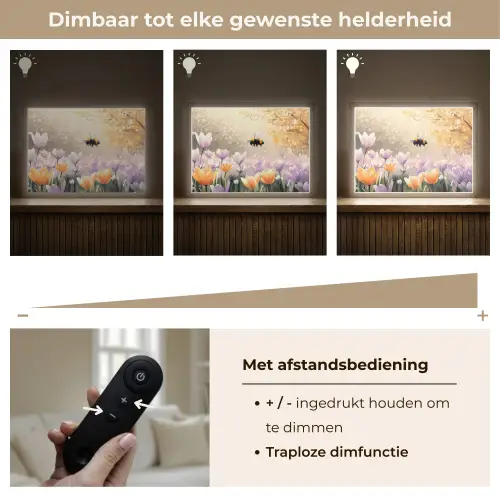 Viooltjes - bij - Zonlicht Light Box met batterij (Wandlamp) middel -USP_dimbaarNL