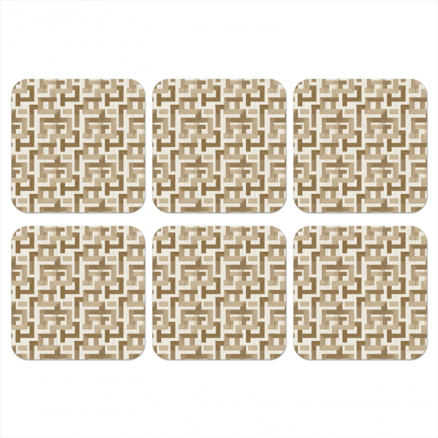 Geometrisch - Retro - Bruin onderzetter kurk middel 366 -3d
