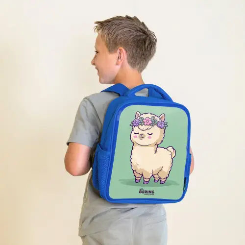 Kawai - Alpaca - Groen Kinderrugzak - Blauw middel -sfeer2
