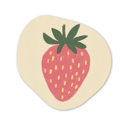 Aardbei - Minimalistisch - Rood - Fruit Wandcirkel Organisch Forex 3mm klein -3d