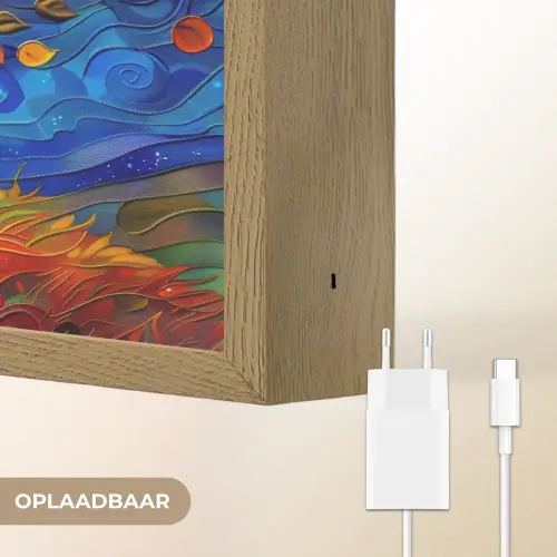 Boom - Zon - Verflook - Kleuren - Abstract Light Box met batterij (Wandlamp) middel -USP_websiteoplaadbaarNL