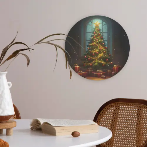 Kerstboom - Cadeau - Kerst - Winter Akoestische PET Vilt - Rond klein -sfeer3
