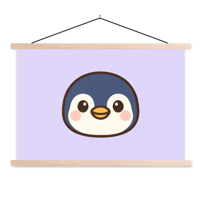 Hanging Poster - Penguin - Purple - Cute