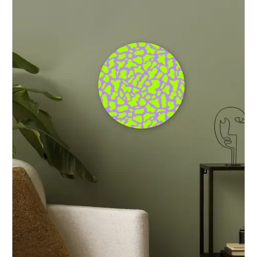 Groen - Neon - Paars - Vlekken Wandcirkel plexiglas klein 852 -sfeer3