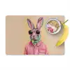 Grijs - Konijn - Blouse - Strik Placemat vinyl groot -zzzproduct_Kitchenyeah-website