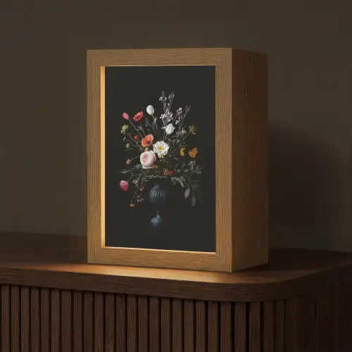 Bloemstuk - Vaas - Zwart Light Box met kabel (Tafellamp) klein -z3d_website