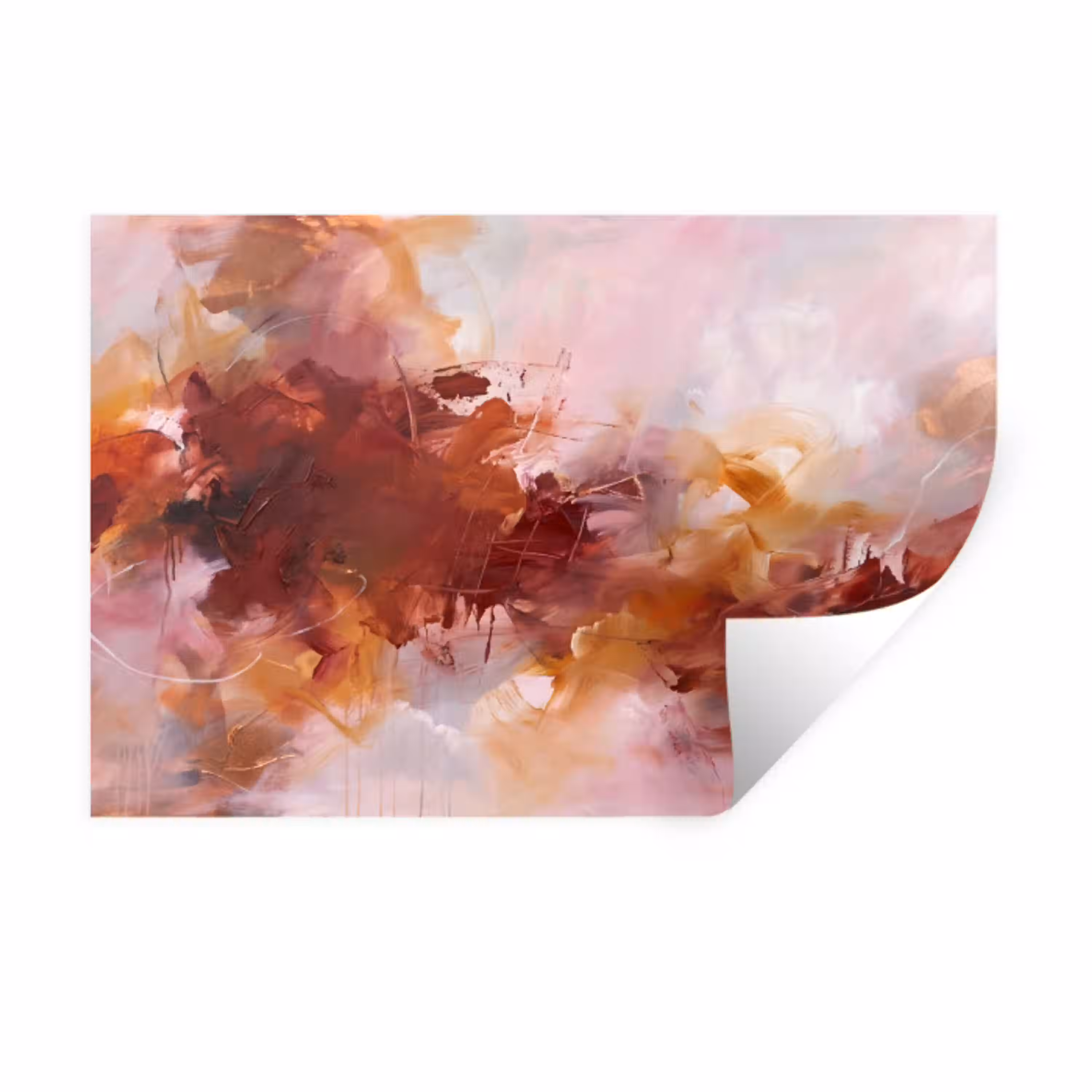 Abstract - Kleurrijk - Kunst - Modern - Roze-Rood Muursticker klein -3d