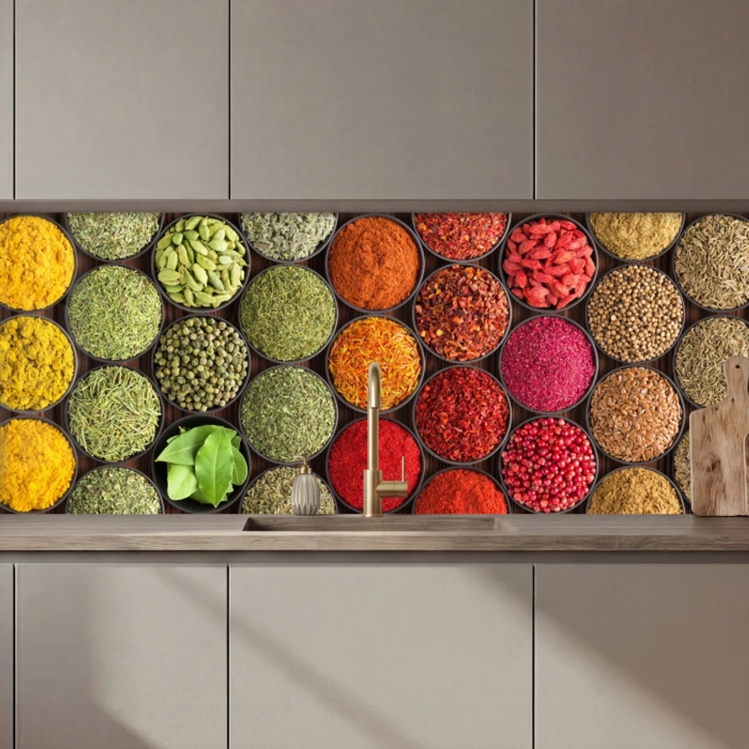 Kruiden - Schaaltjes - Kleurrijk - Textuur keuken achterwand 2 middel zz_3dshopping