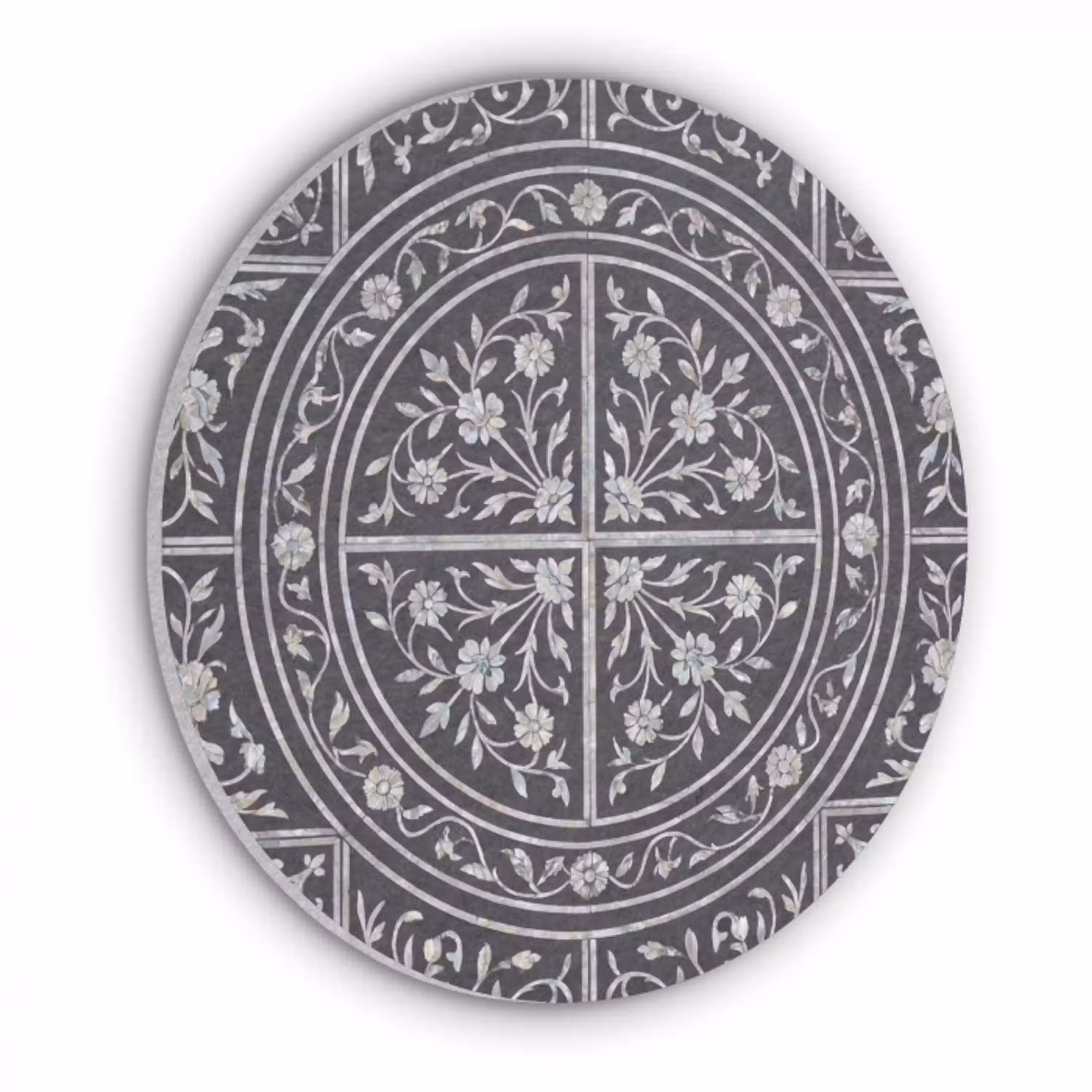 Patroon - Bloemmotief - Decoratie - Klassiek - Zwart Akoestische PET Vilt - Rond klein -3d