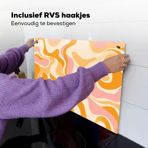 Abstract - Golvend - Oranje Inductie beschemer met haakjes klein -ky-ophangen-nl