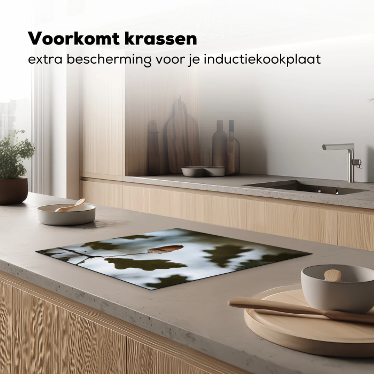 Eikel - Eikenblad - Bos - Herfst - Natuur Inductie beschermer vinyl 3mm middel -sfeer1