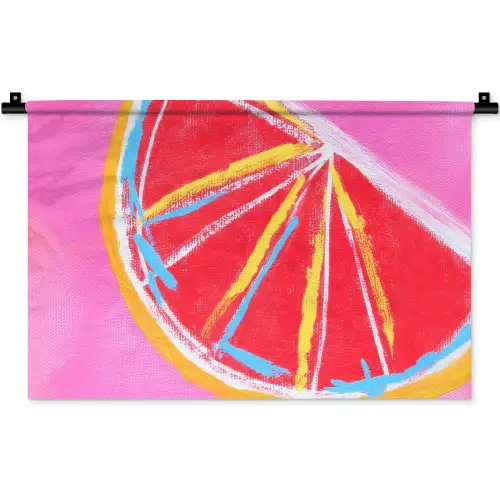 Grapefruit - Geschilderd - Roze - Strepen Wandkleed katoen klein -zz3d