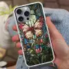 Vlinder - Roze - Bloemen - Bladeren Hoesje iPhone 16 Pro Max met koord klein -sfeer3
