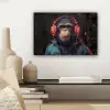 Graffiti - Chimpansee - Koptelefoon - Aap canvas 2cm klein -sfeer6