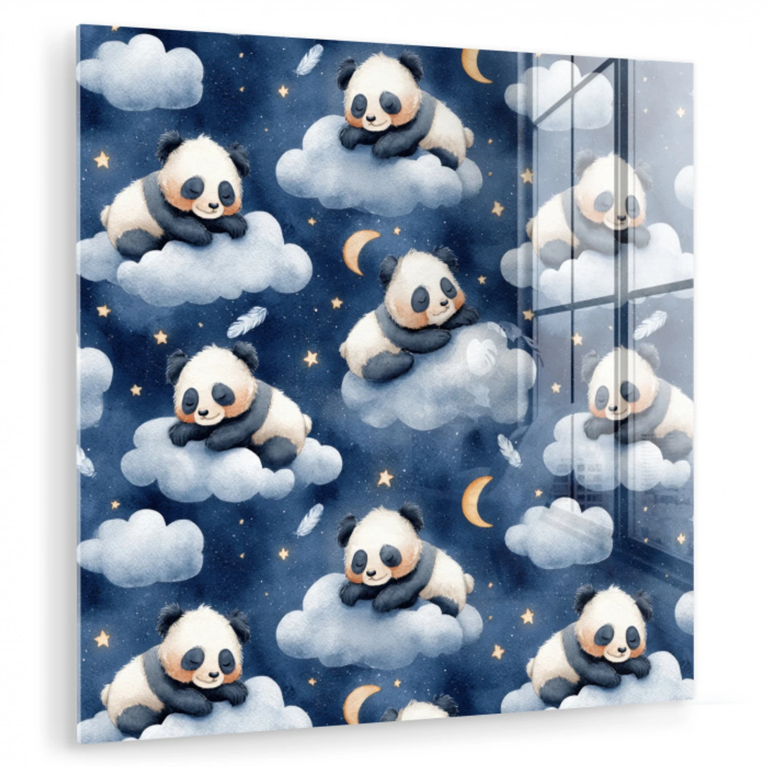 Panda's - Slapen - Blauw plexiglas 5mm klein 11 -zzzproduct_nieuw