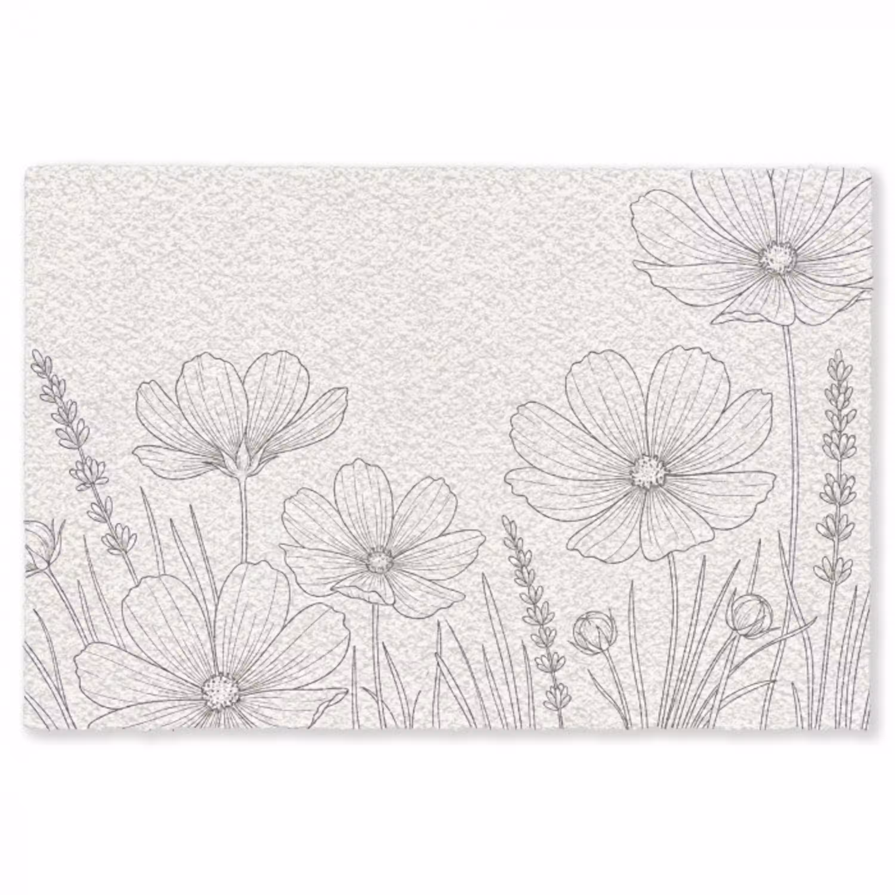 Minimalistisch - Modern - Bloemen - Beige Vloerkleed Rechthoek klein -3d