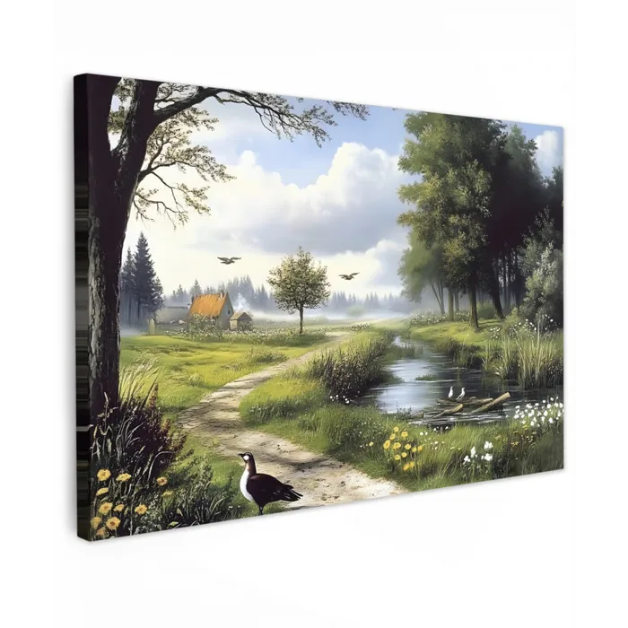 Zandpad - Groen landschap - Water canvas 2cm klein -z3d