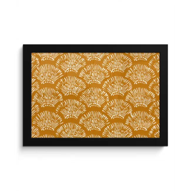 Waaierachtige motieven - Geel - Vintage fotolijst zwart zonder passe partout klein -3d