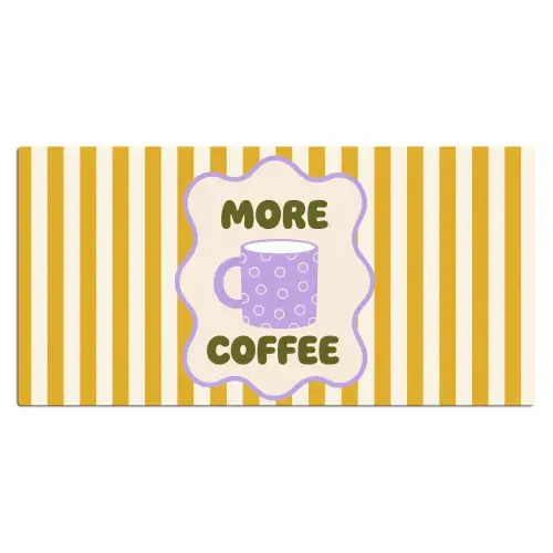 More coffee - Geel - Paars - Strepen - Mok Muismat XXL klein -3d_leeg