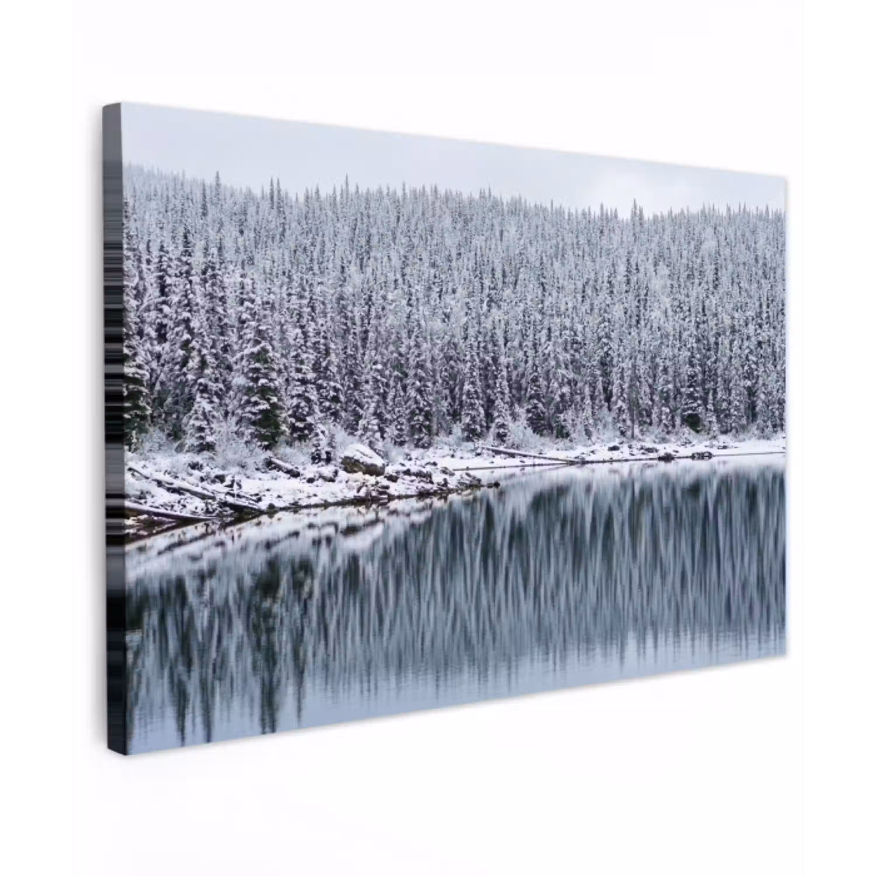 Bos - Reflectie - Meer - Winter - Serene canvas 2cm klein -z3d