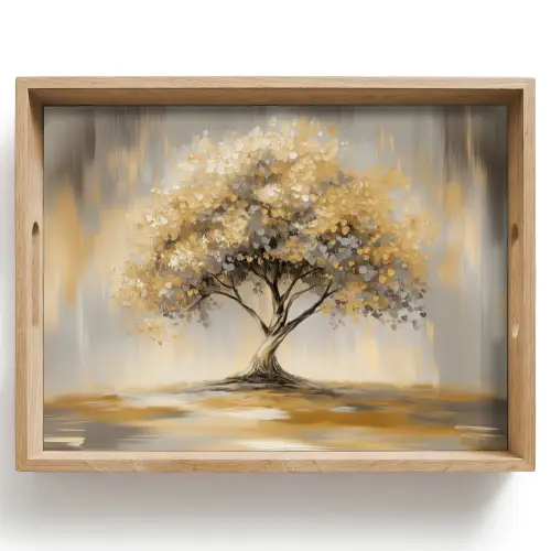 Schilderij - Boom - Abstract - Bladeren Dienblad Rechthoek middel -z3d_shopping