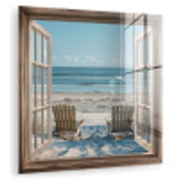 Doorkijk - Strandstoelen - Duinen - Zee - Natuur plexiglas 5mm klein -zzzproduct_nieuw
