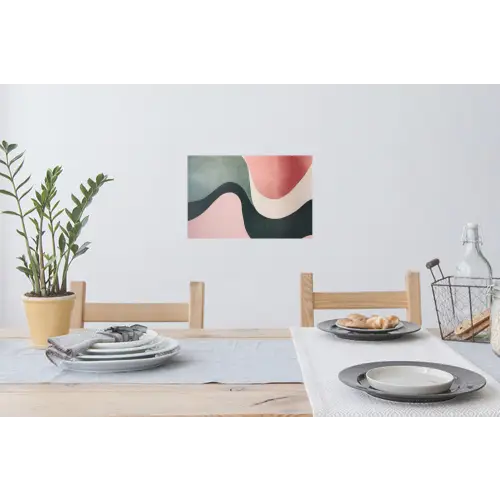 Abstract - Golven - Sierlijk - Roze Muursticker klein -eettafel