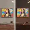 Graffiti - Neon - Mona Lisa - Kunst - Da Vinci Light Box met batterij (Wandlamp) middel -sfeer3