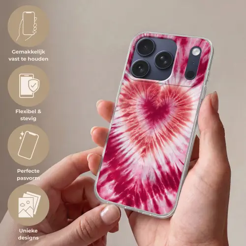 Hartvorm - Roze - Tie dye Telefoonhoesje iPhone 17 Pro klein -sfeer3_NL