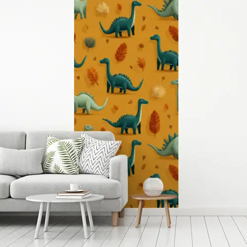 Dinosaurussen - Stekels - Herfstbladeren - Bruin fotobehang vinyl groot -woonkamer