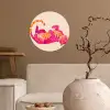 Tijger - Roze - Oranje Wandcirkel behangsticker klein -sfeer1
