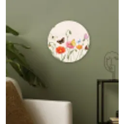 Vlinders - Klaprozen - Illustratie - Kleurrijk Wandcirkel kunststof plaat 5mm dik klein -sfeer3