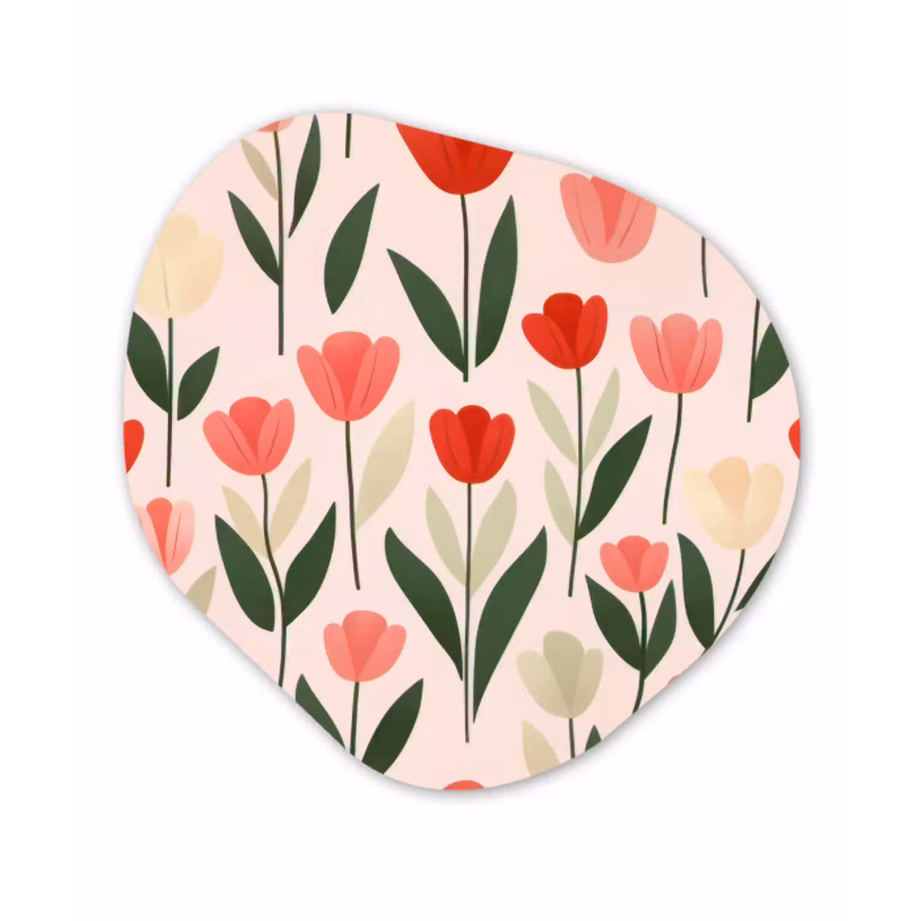 Tulpen - Modern - Roze Wandcirkel Organisch Forex 3mm klein -3d