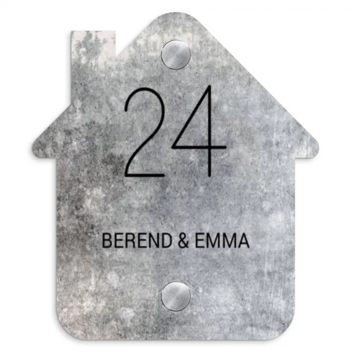 Beton - Klassiek Naambord Huisje klein -3d