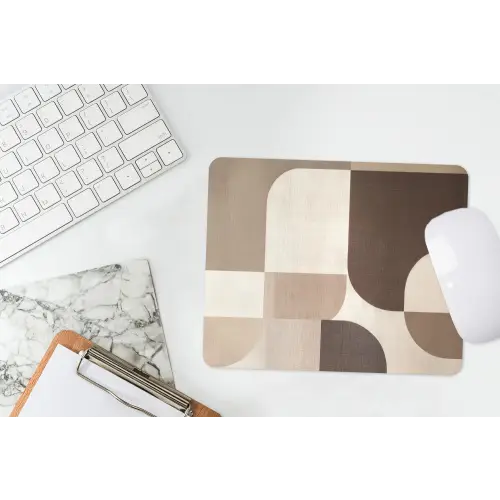Geometrisch - Geweven structuur - Modern muismat rubber klein -witbureau