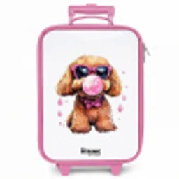 Bruine hond met roze bril en kauwgombal Kinderkoffer - Roze klein -zzz_website3d