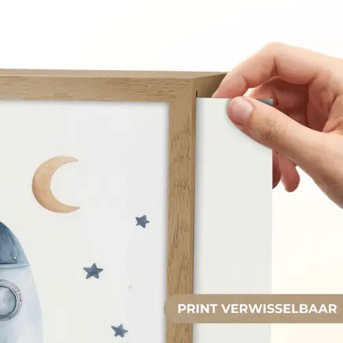 Waterverf - Planeten - Sterren - Raket Light Box met batterij (Wandlamp kind) middel -USP_websiteprintNL